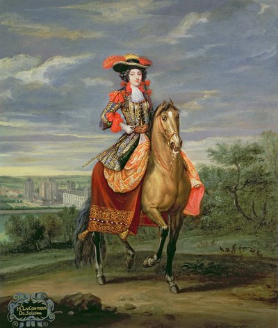 La Comtesse de Soissons Riding with a View of the Chateau de Vincennes by Jean Baptiste Martin